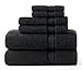 COTTON CRAFT Ultra Soft 6 Piece Towel Set - 2 Oversized Large Bath Towels,2 Hand Towels,2 Washcloths - Absorbent Quick Dry Everyday Luxury Hotel Bathroom Spa Gym Shower Pool Travel -100% Cotton- Black
