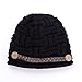 Senchanting Women's Winter Snowboarding Knit Snow Warm Hat Beanie Crochet Cap (Button Black)