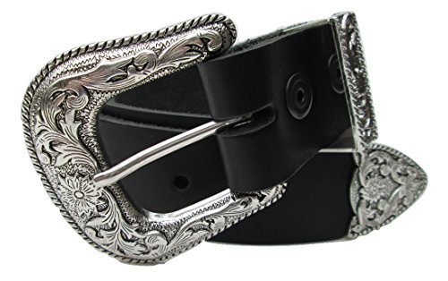Classic Western Belt, Black Leather, 1 1/2