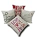 Ruideng 4PCS for Lovers Cotton Linen Square Throw Pillow Case Decorative Cushion Cover Pillowcase Cushion Case for Sofa,Bed,Chair,Bedding 18 X 18 Inch (Art love)