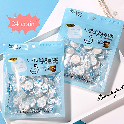 Compressed Facial Mask, Spdoo 24Pcs Ultra-Thin Disposable Moisturizing Compressed Cotton Silk Facial Face Mask Sheet Paper Diy Natural Skin Care