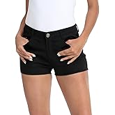 HDE Women's Solid Color Ultra Stretch Fitted Low Rise Moleton Denim Booty Shorts