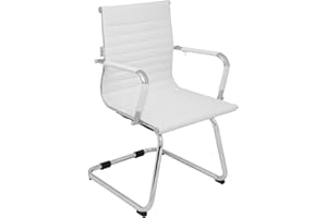 Okeysen Conference Room Chairs, Modern Office Guest Chairs for Waiting Room, Reception Chairs with Mid Back & Sled Base, Leather Office Desk Chair No Wheels.