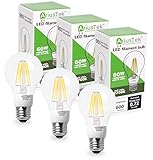 AriusTek A19 6W LED Filament Light Bulb Soft White 2700K, 60-watt Equivalent, 3 Pack