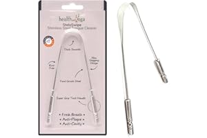 SOULGENIE HealthAndYoga™ Tongue Cleaner Scraper with Storage Bag - Hygienic, Surgical Grade, Non-Synthetic Grip – Sterilizable Tongue Brush Cleaner (Surgical Steel - 1 Pack)