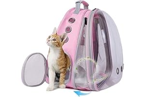 Front Expandable Cat Backpack Carrier, Fit up to 7kg, Clear Bubble Pet Carrier Backpack for Cat and Small Puppy