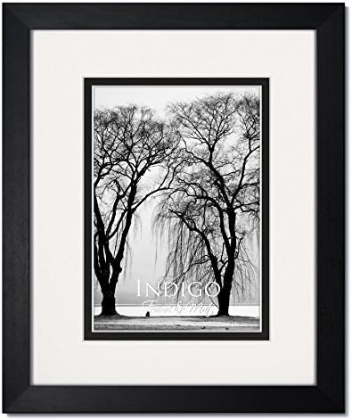 Gallery II Set of 2-12X16 Black Hardwood Picture Frames with Clear Glass and Double White/Black Mat for 9x12 (2)