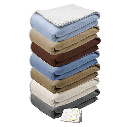 Biddeford Comfort Knit Natural Sherpa Electric Heated Blanket Twin