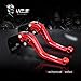 MZS Clutch Brake Levers Short Adjustable Round CNC Red Compatible with ZX6R ZX636 2007-2018 | ZX10R 2006-2015 | Z750R 2011-2012 | Z1000 2007-2016 | Z1000SX Tourer 2011-2016