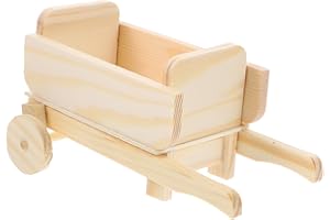 IBASENICE Doll House Cart Model Wood Mini Cart Miniature Wheelbarrow Model Mini Shopping Cart Dollhouse Furniture Fairy Garden Wagon Desk Ornament Mini Succulent Pot for Yard