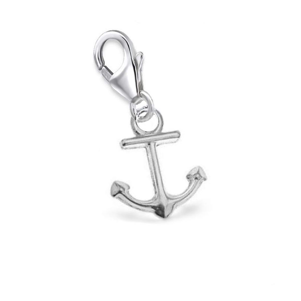 Goldene Hufeisen Carabiner Charm Pendant for Charm Bracelet Charm Chains 925 Sterling Silver, 21 x 11 x 1.5 mm, Sterling Silver, No Gemstone
