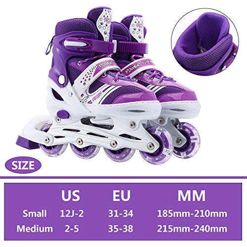 Kids Adjustable Inline Skates, Perfect First Skates for Girls and Boys with All Illuminating