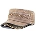 The Hat Depot 200H5148 Leather Accent Cadet Hat with Metal Beads (Brown)