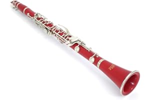 D'Luca 200RD 200 Series ABS 17 Keys Bb Clarinet with Double Barrel, Canvas Case, Cleaning Kit, Red