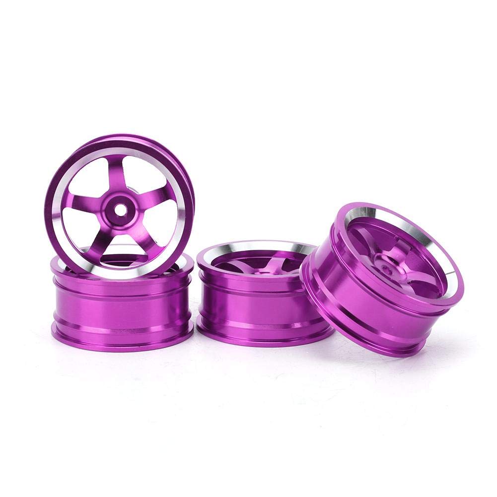 Tbest 4Pcs RC Car Wheel Hub, 1/10 Aluminum Alloy Wheel Drive Hub Adapters Wheel Rims Set Fit for 94123 Tour Drift Car(Purple) Car Model Accessory
