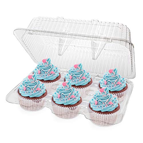 Stock-Your-Home-6-Compartment-Disposable-Containers-40-Count-Plastic-Cupcake-Containers-Disposable-Trays-for-Cupcakes-Muffins-Hinged-Lock-Cupcake-Clamshell-Deep-Cups-for-Cupcake-Storage