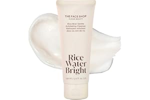 The Face Shop Rice Water Bright Rice Bran Gentle Exfoliating Cleanser - Hydrating, Moisturizing & Brightening Face Cleanser - Vegan Exfoliating Face Wash Face Scrub - Korean Skin Care Face Exfoliator