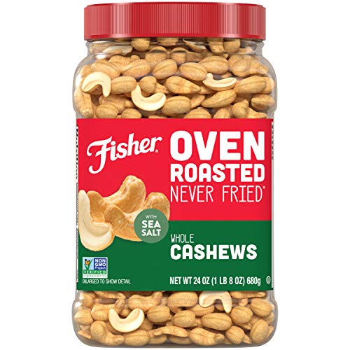 Fisher Oven Roasted Never Fried Whole Cashews, 24