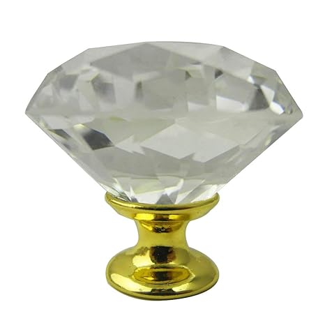 Calcifer 12pcs Diamond Shape Crystal Glass Drawer Knob Pull