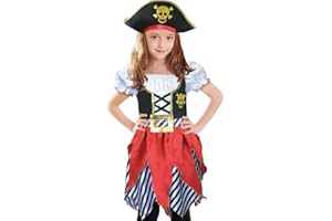 Wizland Kids Pirate Costume Buccaneer Princess Costume Pirate Lass Costume Pirate Role Play Dress Up Set