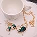 OUFO Necklace Earring Ring Fashion Jewelry Sets Boxed Dark Green Stone (2237)