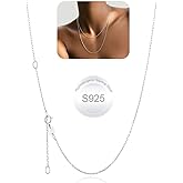 Silvora 925 Sterling Silver Chain Necklace 1.1/1.5mm Thin Silver Chain for Women-Sturdy & Shiny-Women's Chain Necklaces,Adjustable Length 16/18/20/22/24 Inches