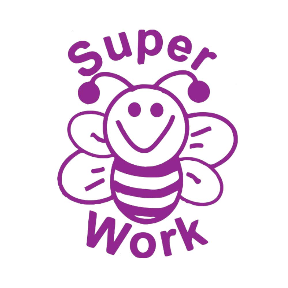 SuperStickers Stamper Solutions Super Work Bee Pre Inked Stamper,Purple,Small