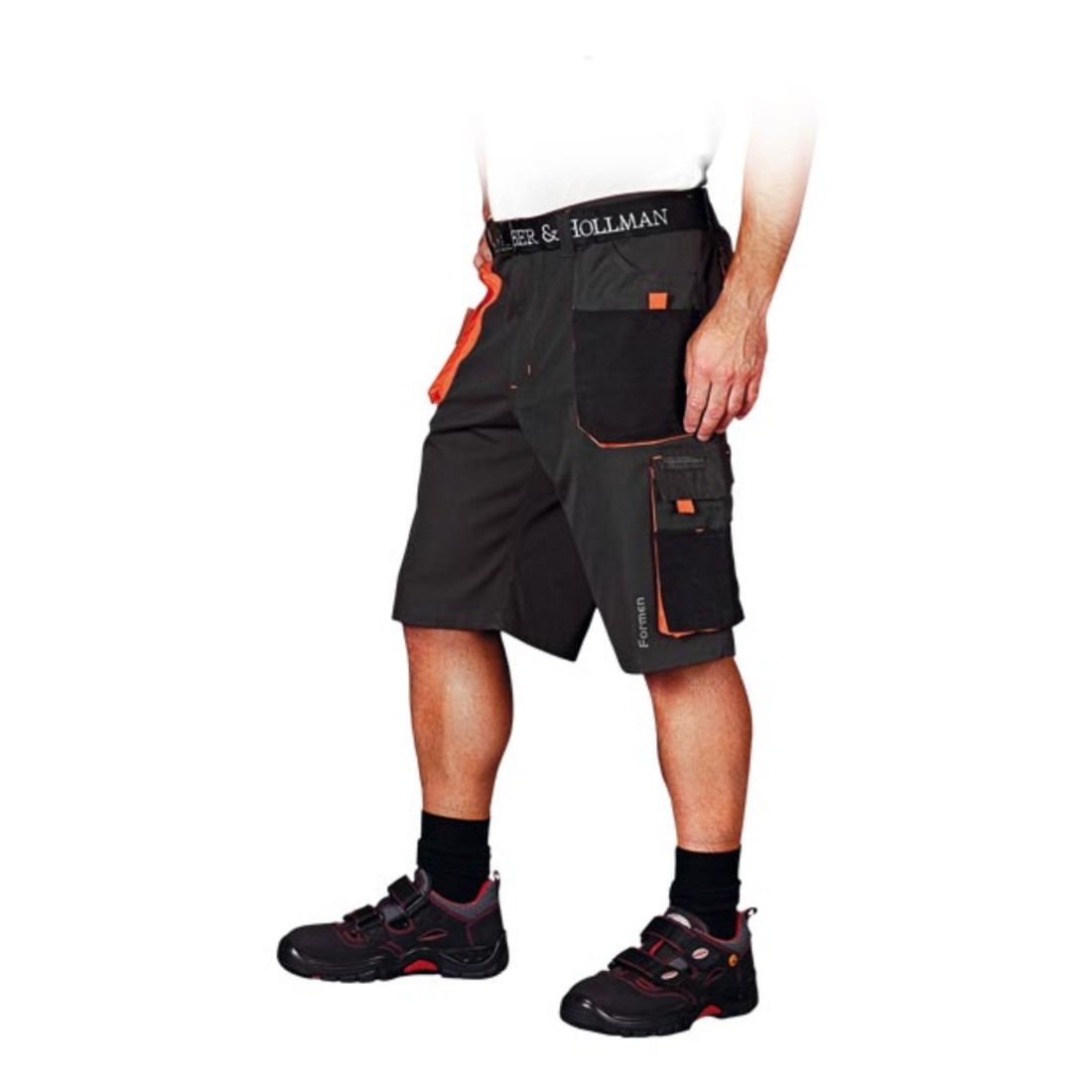 Leber&Hollman LH-FMN-TS_SBPS Formen Protective Short Trousers, Steel-Black-Orange, S Size