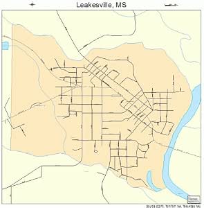 Amazon.com: Large Street & Road Map of Leakesville, Mississippi MS
