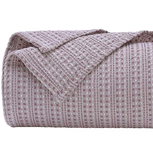 PHF 100 Cotton Waffle Blanket Queen Size, Luxurious Yarn Dyed Weave Blanket Soft Breathable
