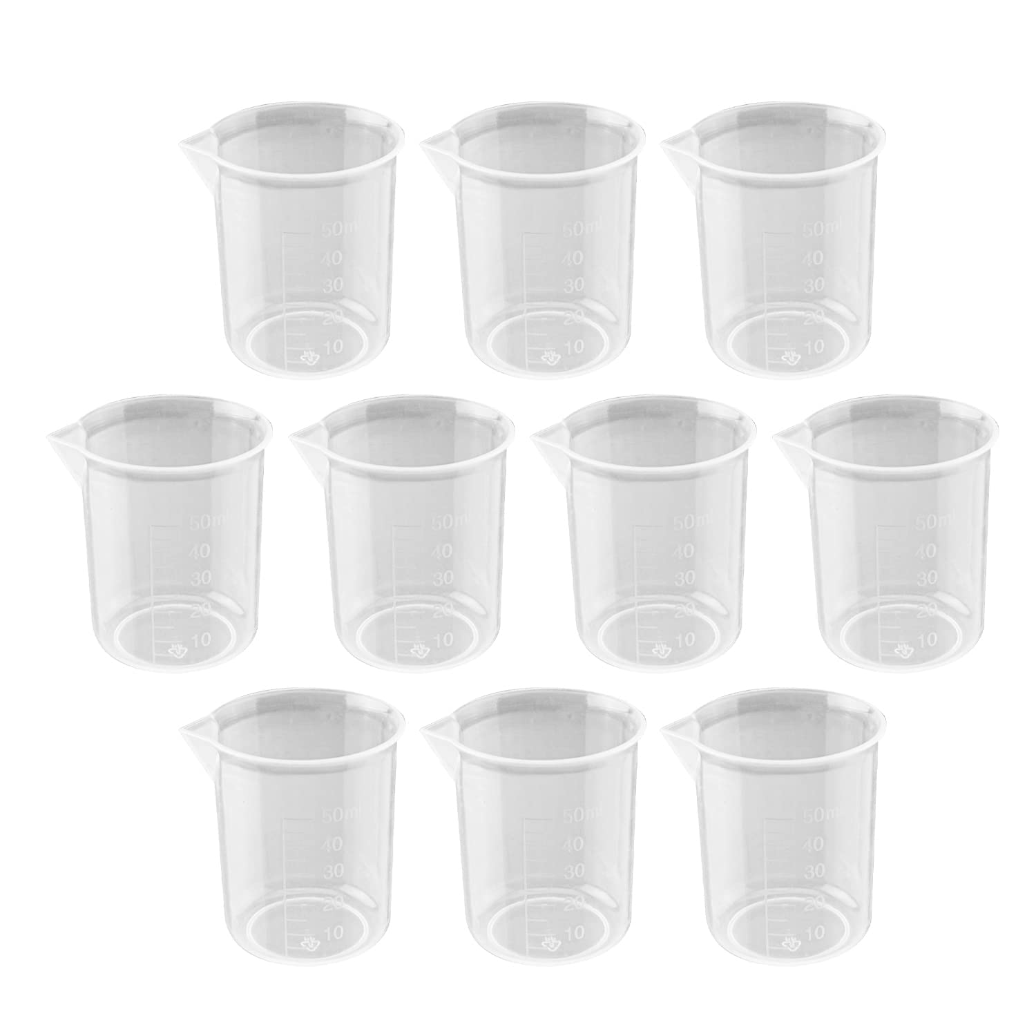 Othmro Plastic Laboratory Water Liquid Container Measuring Beaker 50ml 10pcs Good for Kitchen Bake — image 1