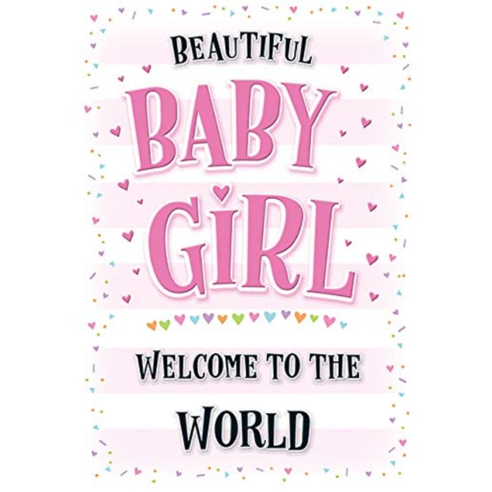 Piccadilly Greetings Modern Baby Girl Card Welcome to The World - 7 x 5 inches