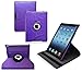 Ionic Rotating Designer Leather Apple iPad Air 2 Case (iPad 6) Cover Stand with Sleep and Wake Up Fuction (Purple)