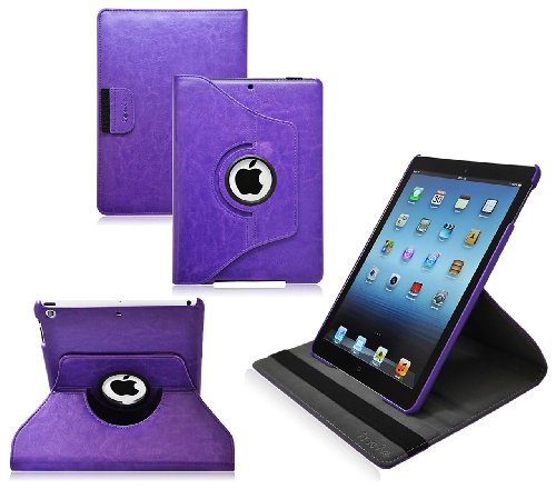 Ionic Rotating Stand Leather Apple iPad 5 iPad Air Case (Purple)