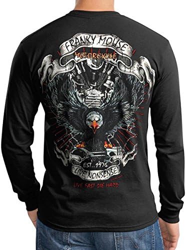 Shovelhead Engine Screaming Eagle Motorcycle Biker Men T Shirt Long sleeve (Medium, Black)