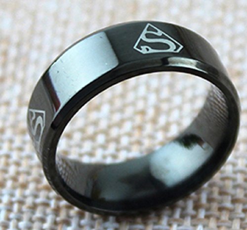 Superman logo stainless steel ring - black (9)