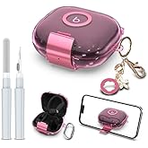Clear Cover for Powerbeats Pro 2 Case with Secure Lock & Phone Stand, Soft TPU Protective Cover Compatible with Beats Powerbeats Pro 2 Earbuds Accessories with Fashion Keychain for Women (Clear Pink)