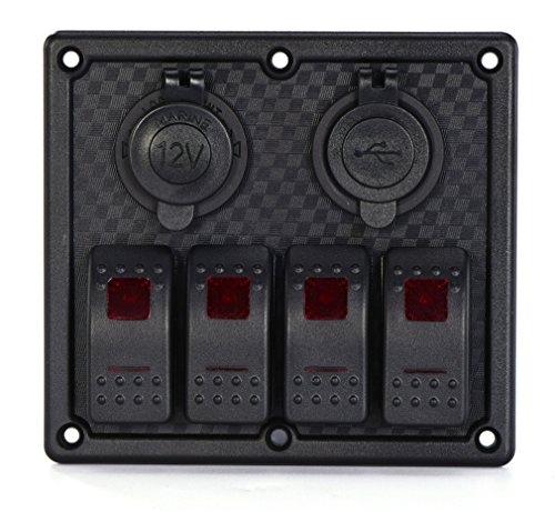 image for DCFlat 5 Pin 4 Gang / 6 Gang Car Marine Boat Circuit RV LED Rocker Swi