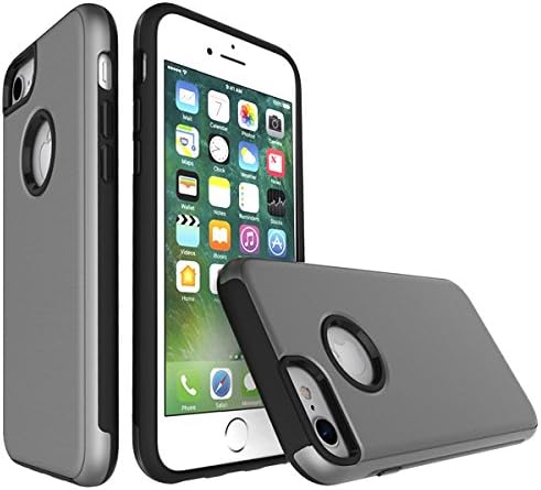 MUNFUN PC+ TPU Dual layer Shockproof Protection Matte Back Cases for iphone 6 6s case TPU Bumper Anti-scratch Shock Absorbrn for apple iphone 7 cover (grey)