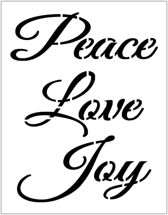 Mixed Media - Peace Love Joy Stencil Christmas Religious Holiday Word Saying 8