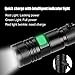 Rechargeable Tactical LED Flashlight Telescopic Zoomable Torch Waterproof CREE Light, 1000 Lumen 5 Modes, 18650 Battery, Intelligent Power Indicator, Metal Clip, Usb Cable, Lanyard Hole,for Camping