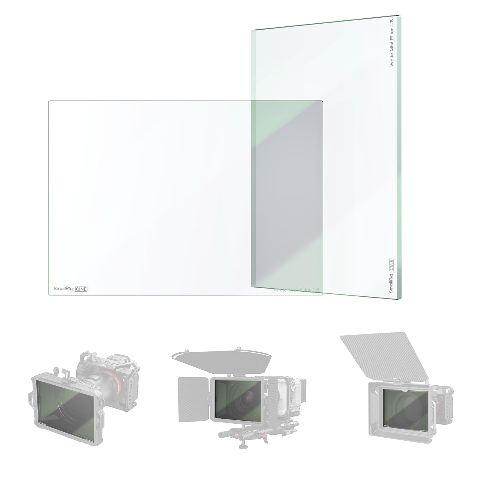 SMALLRIG 4 x 5.65" White Mist 1/8 Filter, Square Neutral Density Filter, 4mm Thick Multi-Layer Coated B270 Optical Glass, Compatible with Matte Box for Cinematic Photo Videography - 4743