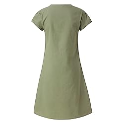 Women's Summer Cotton Linen Dress Loose V-Neck