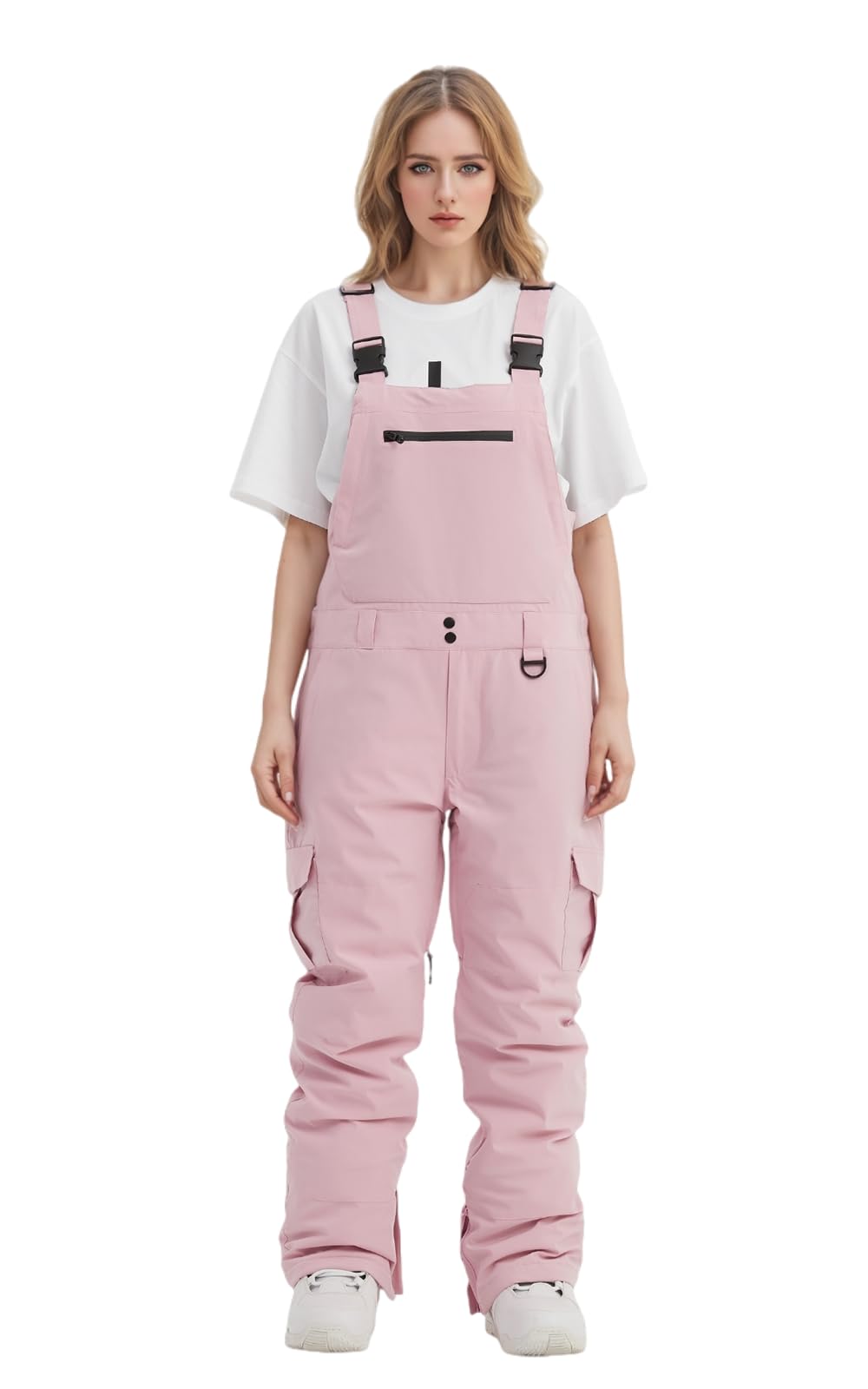 Photo 1 of **ITEM IS DIRTY** 
BUMDEEP Women and Mens Snow Bibs Adjustable Overalls Pants Windproof Waterproof Ski Pants Insulated Warm Pants(Light Pink,S)