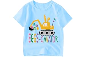 XFSJGNA Kids Easter Shirt Boys Girls Eggs Hunts Tractor Monster Truck Graphic Tees Toddler Easter Bunny Short Sleeve T-Shirt Top