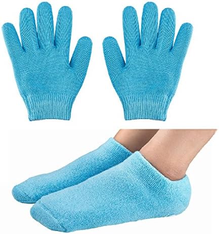 Gel Moisturizing Spa Gloves and Socks Soft Cotton with Thermoplastic Gel Repair and Heal Eczema Cracked Dry Skin (Gloves+socks)