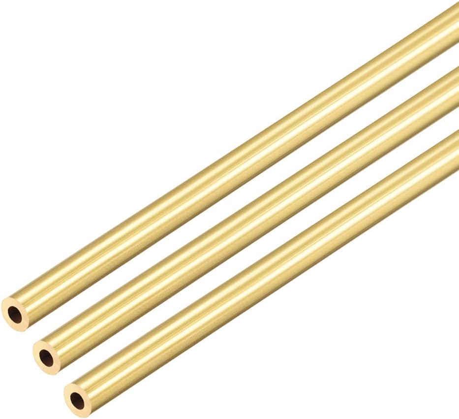 sourcing map Brass Round Tube, 300mm Length 4mm OD 1mm Wall Thickness, Seamless Straight Pipe Tubing 3 Pcs