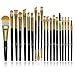 FEIYAN Makeup Brush Set Eyeshadow Brushes Wood Handle Makeup Brush Set Professional Eyeliner Lip Powder Liquid Cream Cosmetic Brushes Kit (20 pcs, Golden Black)