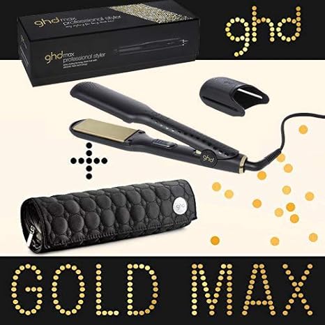 Ghd - Glätteisen Styler Max Gold, breite Keramikplatte, inkl. rundem Ghd-Etui