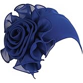 YYAOJHAO Chemo Turban Hats for Women - Elastic Flower Beanie Headwrap Caps Solid Color Grate for Cancer Hair Cover